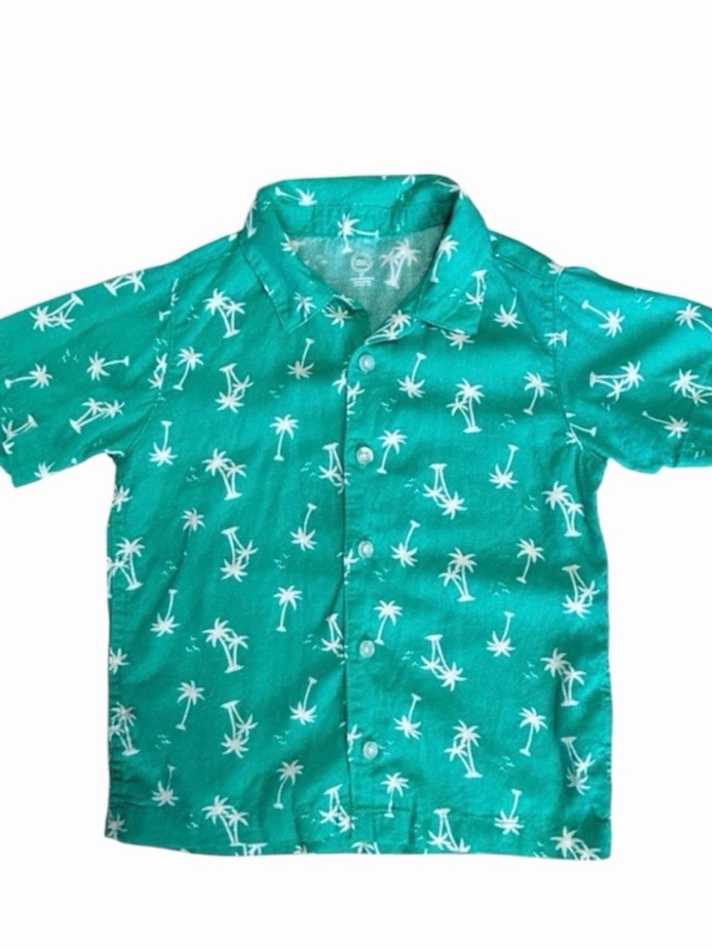 Wonder Nation Boys Tropical Button Up Shirt 5T Teal Green - Picture 1 of 7